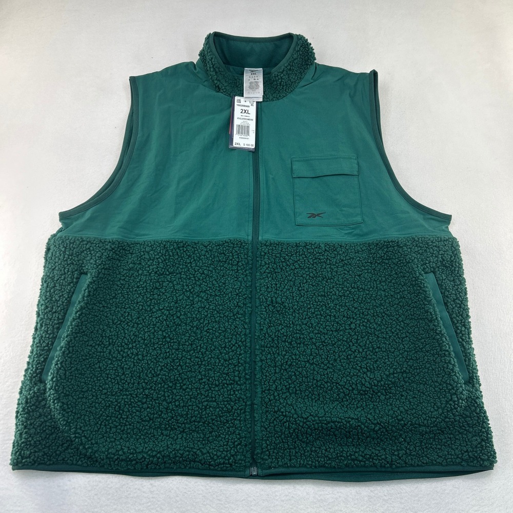 Reebok Mens Activ Chill Skystretch Winter Vest Green Sherpa Fleece 2XL